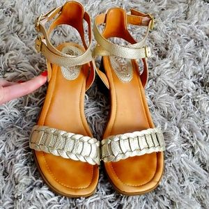 Sperry Leather Gold Criss Cross Sandles